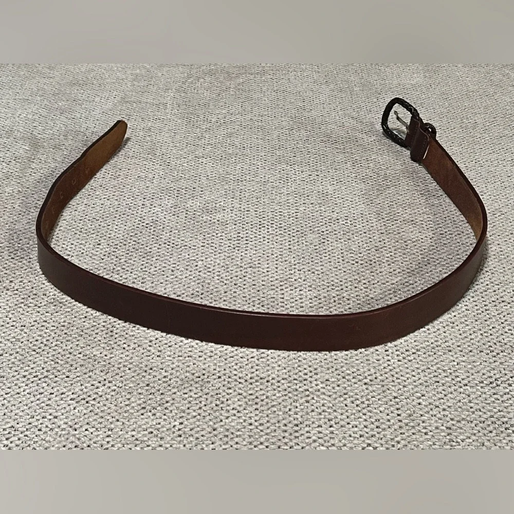 The Limited Brown‎ Leather Belt with Braid Detailing 30